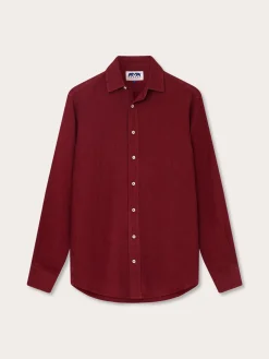 Men's Burgundy Abaco Linen Shirt
