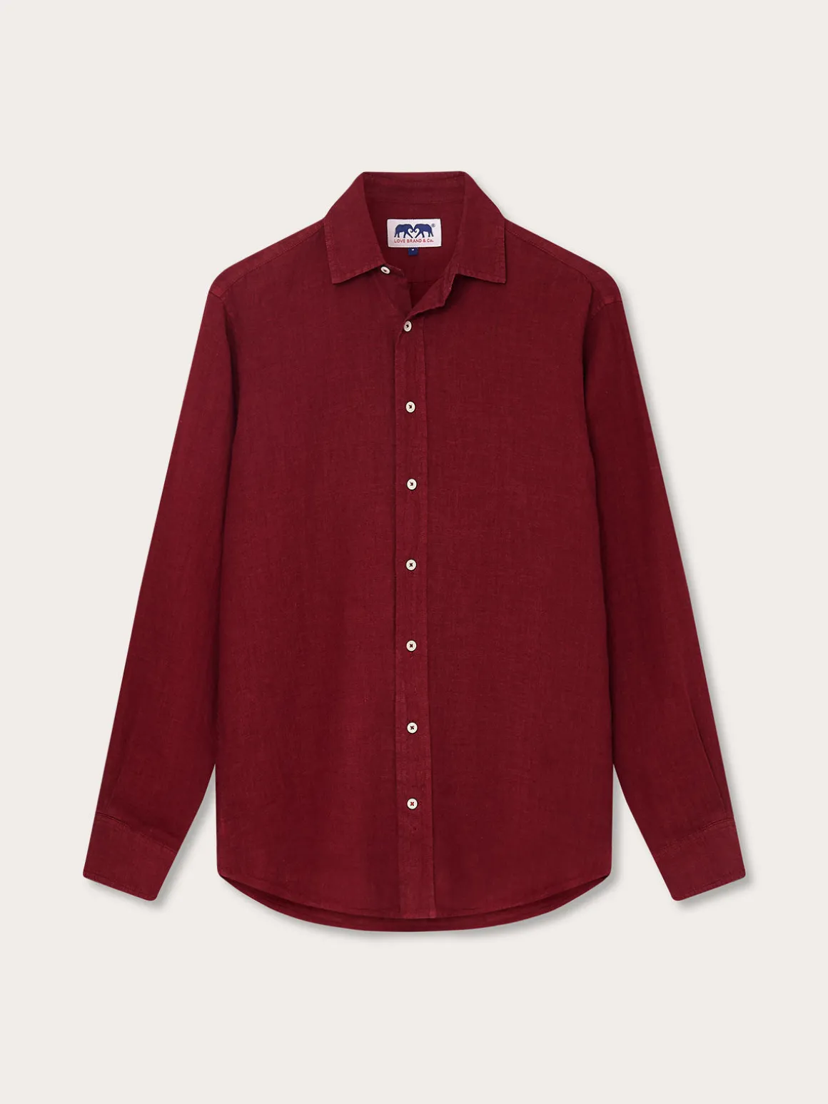 Men's Burgundy Abaco Linen Shirt