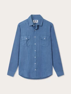 Men's Deep Blue Andros Linen Shirt
