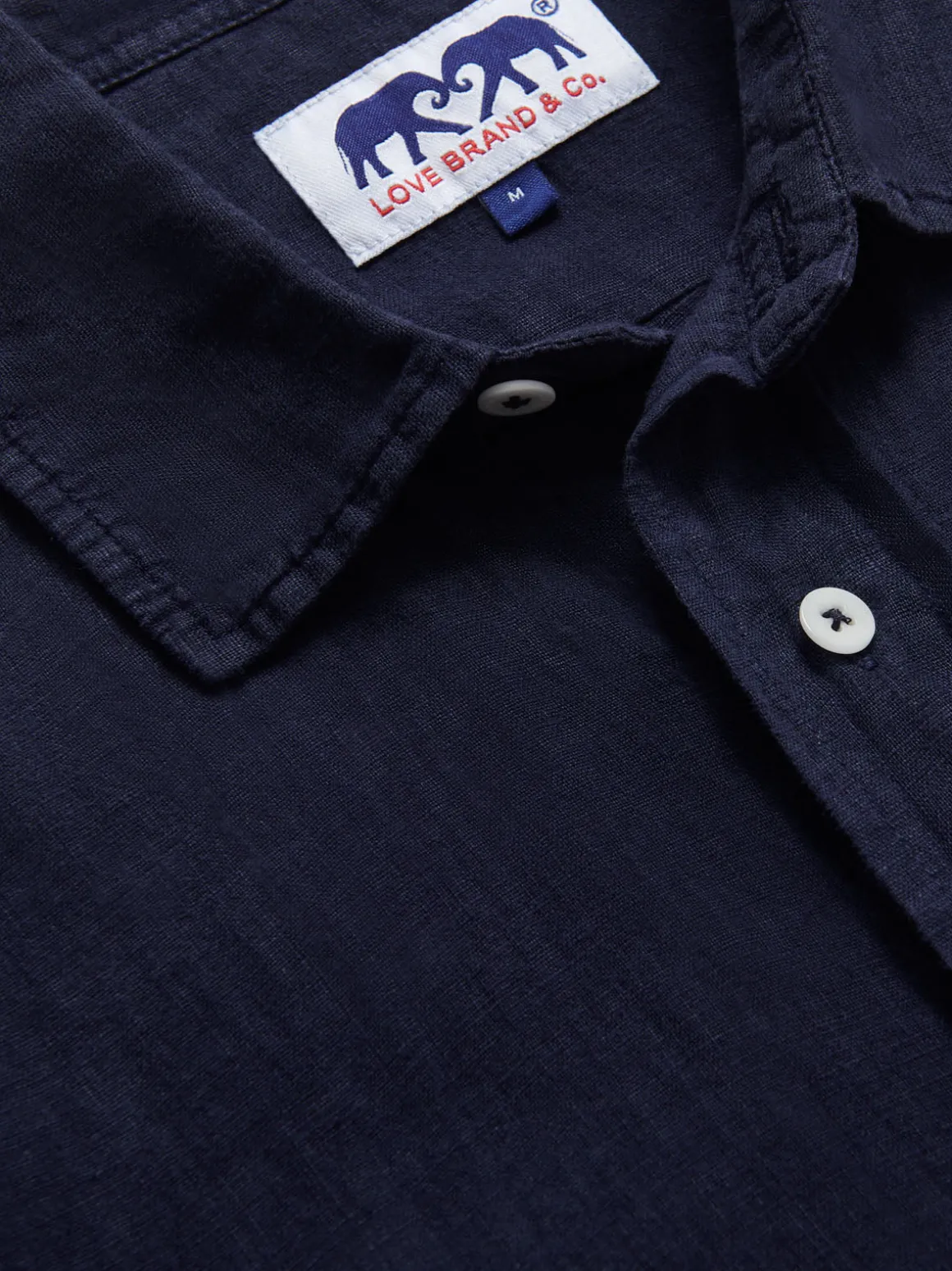 Navy Blue Short Sleeve Linen Shirt