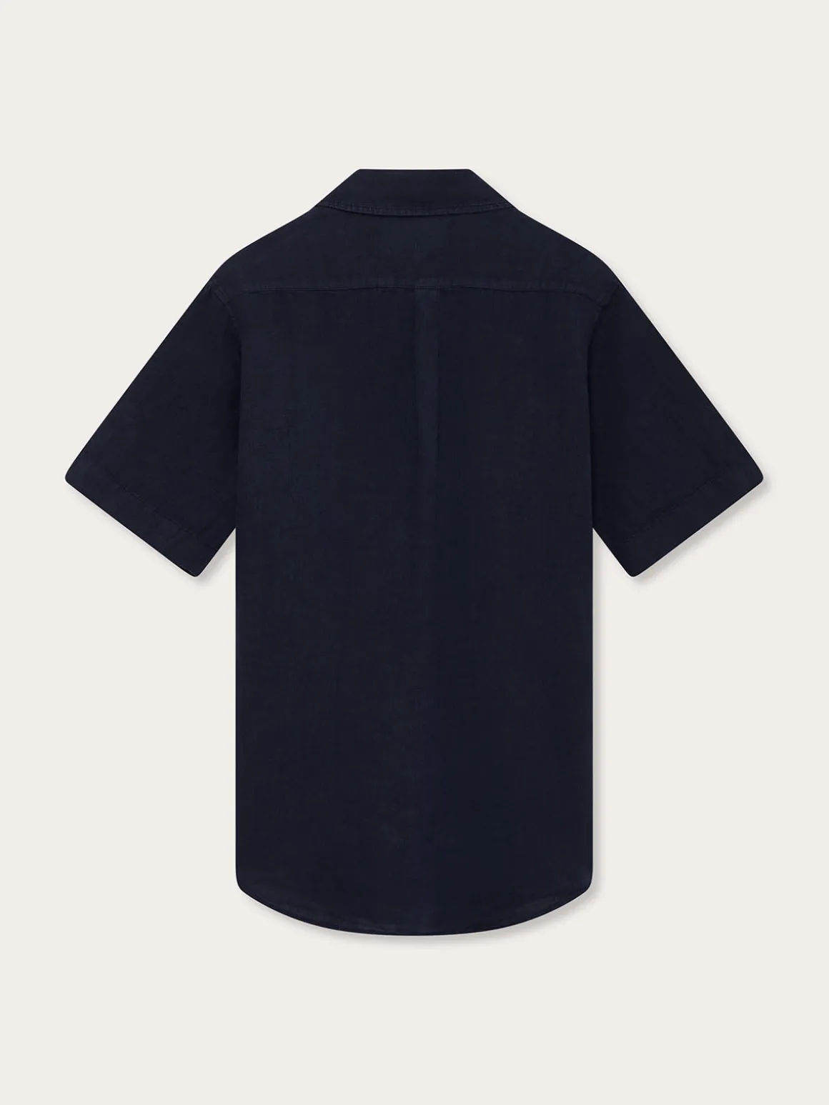 Navy Blue Short Sleeve Linen Shirt