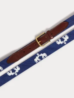 Pimlico Needlepoint Belt - Elephant Palace Blue