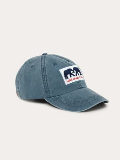Washed Navy Rose Cap with Vegan Leather Strap