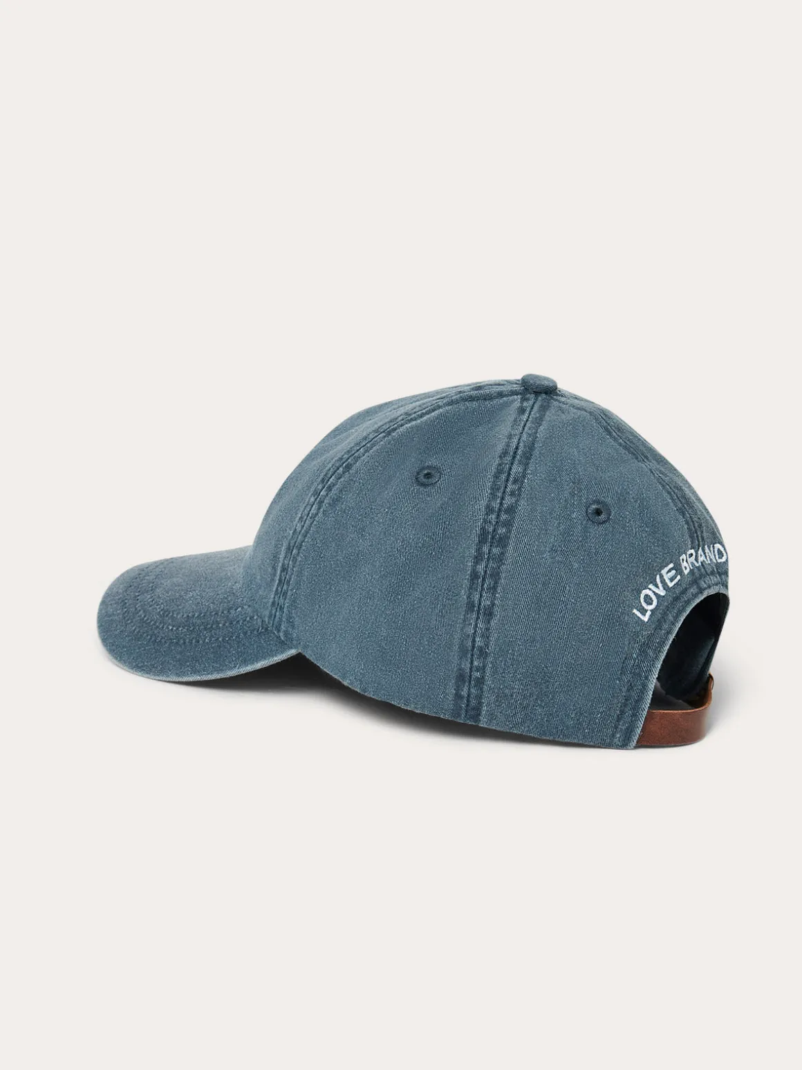 Washed Navy Rose Cap with Vegan Leather Strap