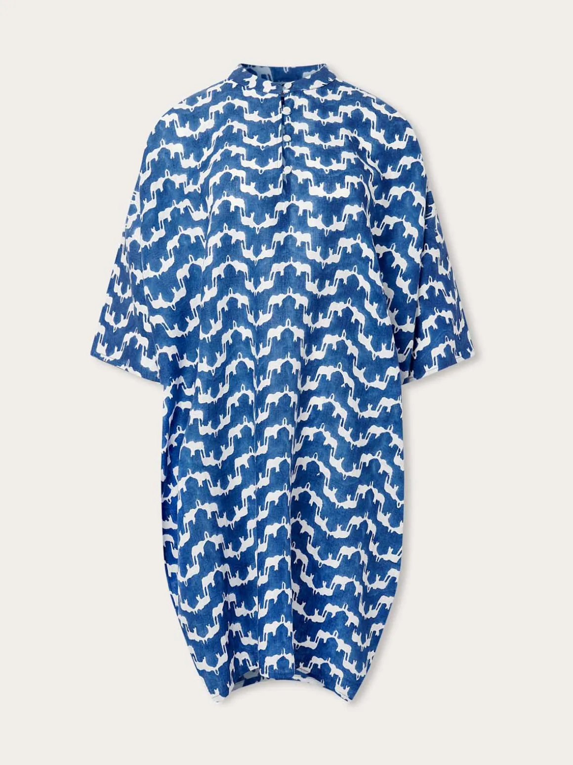 Womens Elephant Palace Blue Jumento Linen Poncho