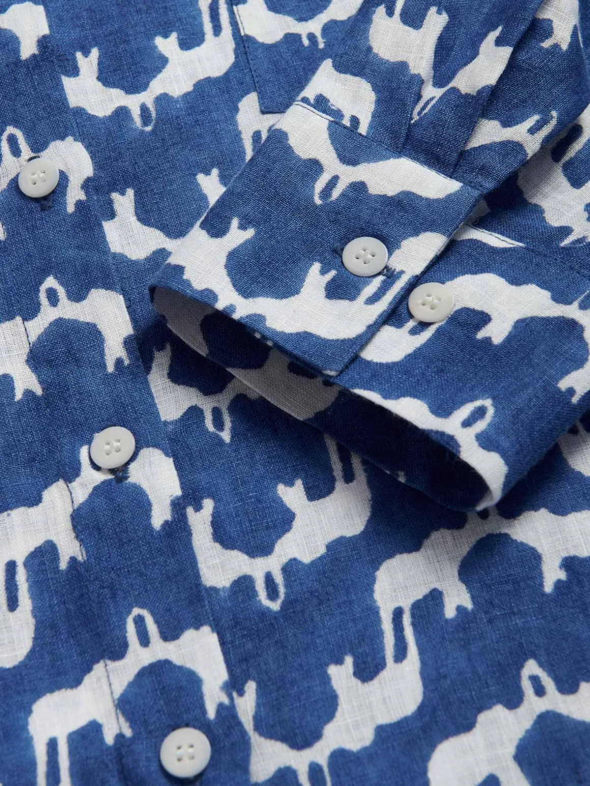 Womens Elephant Palace Blue Linen Shirt Dress
