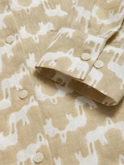 Womens Elephant Palace Coconut Linen Shirt Dress