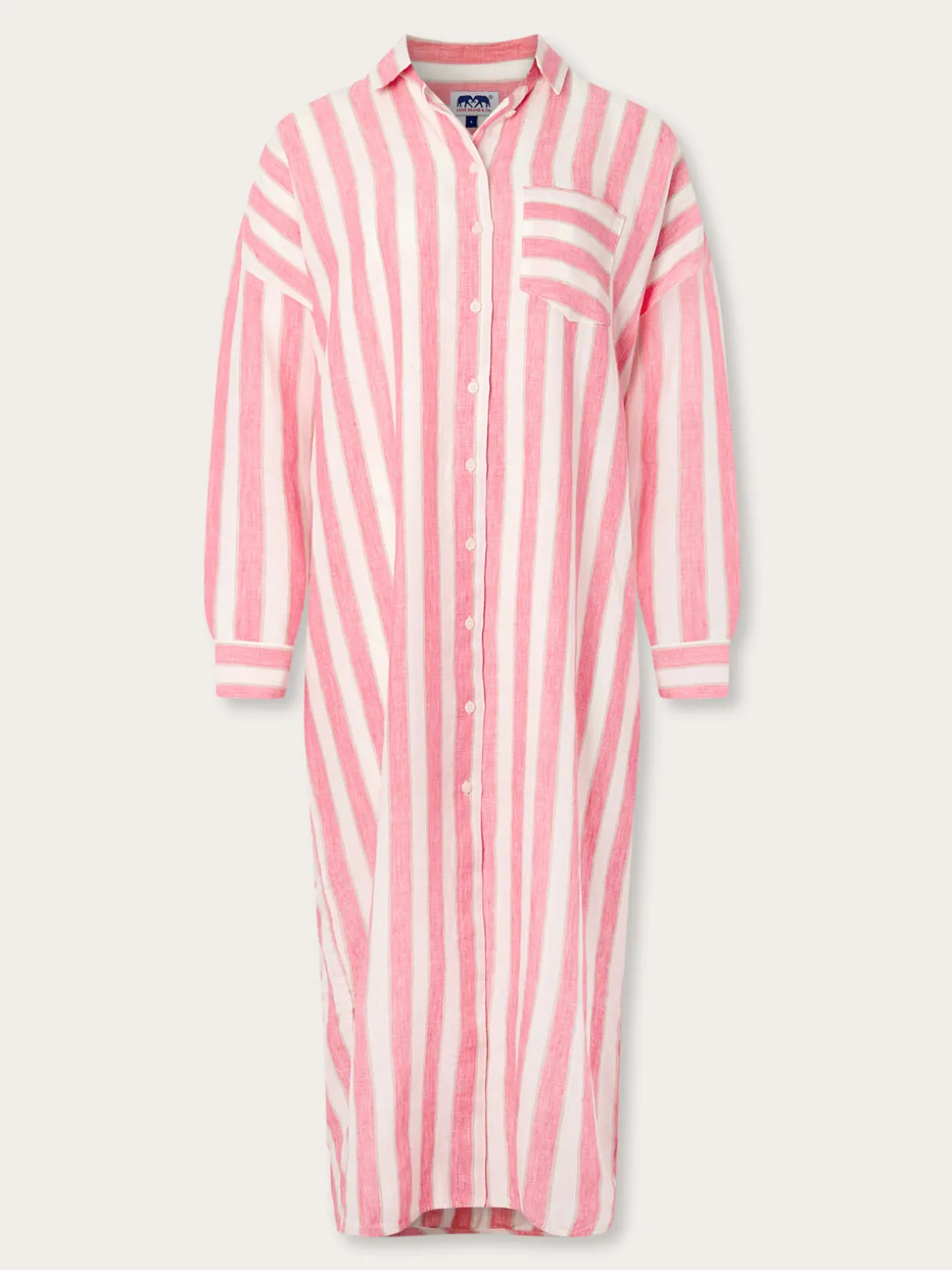 Womens Strawberries & Cream Linen Shirt Dress