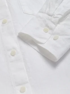 Womens White Sapodilla Linen Shirt Dress